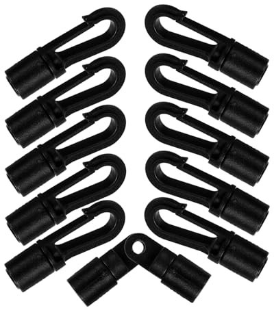 NULYLU 12pcs Elastic Cord Terminal Star Carabiner Kayak Bungee Hooks S Hook Small Bungee Cords with Hooks Hitch Shackle Bungee Rope Bungee Cord End Carabiner Keychain Oval Carabiner Black