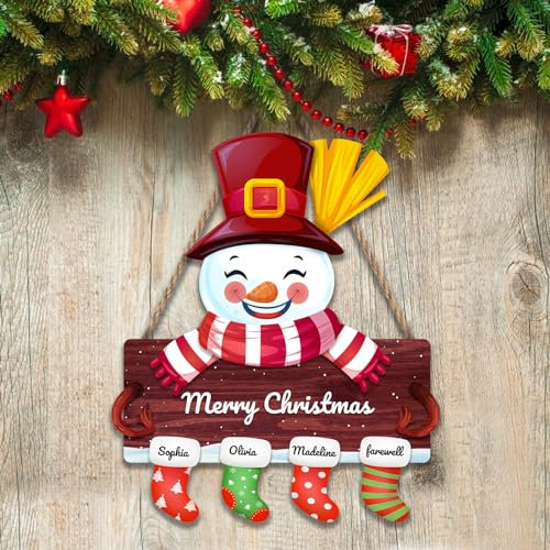 Insegna personalizzata personalizzata per la porta d'ingresso di Buon Natale, cartello di benvenuto in legno con cognome personalizzato per la decorazione natalizia della casa all'aperto e al coperto