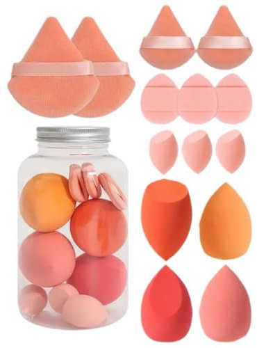 14 Pièces Kit Éponges De Maquillage Et Houpettes Avec Boîte De Rangement, Mélangeur De Beauté Éponges De Fondation, Éponge Maquillage Fond De Teint, Pour Fond De Teint Utilisation Humide Et Sèc