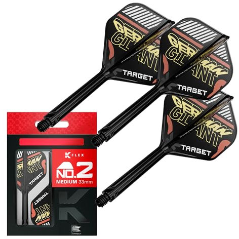 TARGET Darts Gabriel Clemens K Flex Flights and Shaft System, No.2 (Medium, 33mm) | Pack of 3 Kflex All In One Flights, Player Edition Darts Accessories | K-Flex Dart Stem