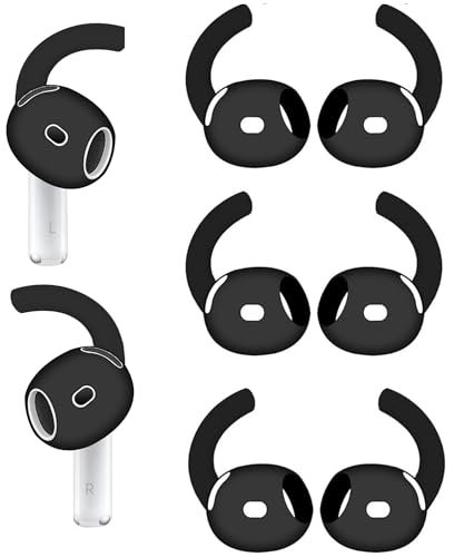 BLLQ AirPods4 Ohrbügel-Abdeckungen, griffige Ohrflossen, rutschfeste Flügelspitzen, Zubehör, kompatibel mit AirPods 4, Schwarz 901, 3 Paar