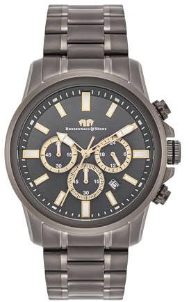 Rhodenwald & Söhne Herren Uhr analog Quarzwerk Chronograph mit Edelstahl Armband anthrazit 10010468