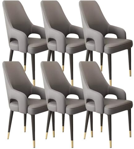 FLEPYHB Esszimmerstühle für die Küche, Küchen- Und Esszimmerstühle, 6er-Set, Katzenkrallen-Leder, Wohnzimmer-Lounge-Thekenstühle, Haushaltsschreibtischstuhl, Stabile Metallbeine, Wohnzimmerstühle