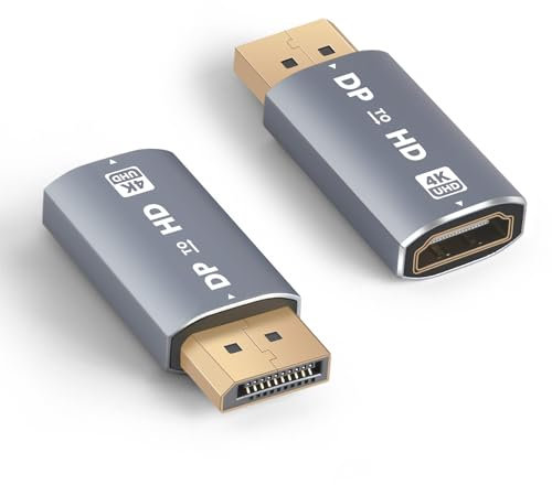 AXFEE 4K Adaptateur DisplayPort vers HDMI, Lot de 2 Durable Convertisseur DP mâle vers HDMI Femelle, Unidirectionnel Display Port vers HDMI pour Ordinateurs, TV, Moniteur, projecteurs, HDTV