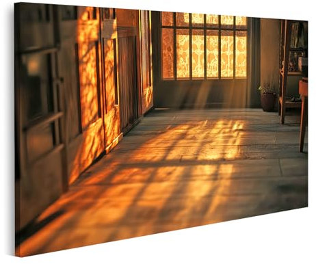 islandburner Bild auf Leinwand Sonnenlicht durchdringt altes Holzhaus Bilder Wandbilder Poster