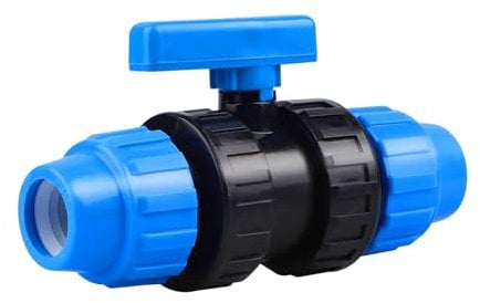 Wzzy Gurden Valvola a Sfera in polietilene da 25 mm, in plastica, Raccordo a 2 Vie, per Tubo in PE da 25 mm (Blu)