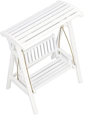 Columpio de muñeca Stuhl Miniatura Garten Furniture 1:12 Skala estilo moderno, hermoso columpio de abedul, metal para decoración, imaginación