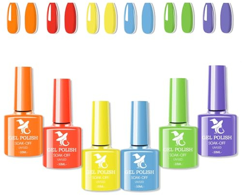 Nagellack Neon Set, 6 Farben Atmungsaktiv Schnell Trocknend Nagelack Langanhaltender Glitzer Schnelltrocknender Glitzer-schimmer Nail Polish Für Frauen Diy Salon Geschenk Maniküre, Bunt