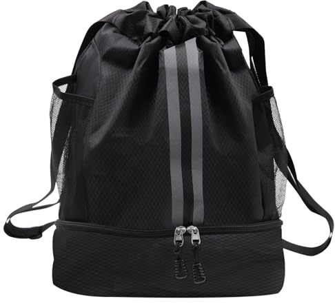 Turnbeutel Sportbeutel mit Kordelzug und Schuhfach, Wasserdichter Gym Sack Rucksack für Herren Damen, Große Sporttasche für Fitness Schwimmen Fußball