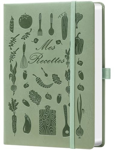 HwxBen Carnet de Recettes à Remplir A5 – Livre de Recettes Vierge avec Index, Cahier de Cuisine à Remplir pour Noter Vos Recettes Maison – Idée Cadeau pour Passionnés de Cuisine – Vert militaire
