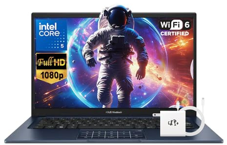 ASUS Vivobook - Computer portatile FHD Business da 14, Intel 10-Core 5 120U (Beats i7-1335U), SSD da 16 GB di RAM da 1 TB, per studenti universitari con copilota AI NumberPad Webcam privata Wi-Fi 6