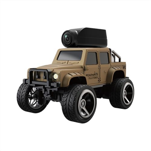 ExPrismarx Coche todoterreno a control remoto, escala 1/64 FPV 2.4GHz Mini RC con control de aplicación de cámara, modo de velocidad alta y baja, vehículo Hobby negro para interiores (amarillo)