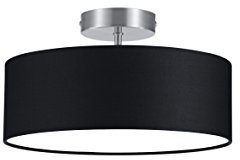 lightling modern Deckenleuchte in nickel matt, Stoffschirm schwarz, 2 x E14 max. 40W, ø 30 cm, Höhe: 16 cm