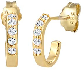 Elli PREMIUM Ohrringe Damen Creole Klassisch mit Topas Edelstein aus 585 Gelbgold
