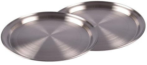 BURI 2er-Set Edelstahl Tablett 35cm Serviertablett Frühstückstablett Kerzentablett