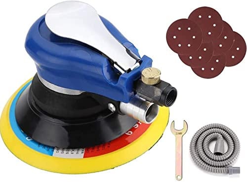 BALLSHOP Air Random Orbital Sander 6 150MM 10000RPM Random Orbital Palm Sander Pneumatic Palm Sander with Vacuum Hose 6 Sandpaper for Grinding Car Metal Wood Wax Work