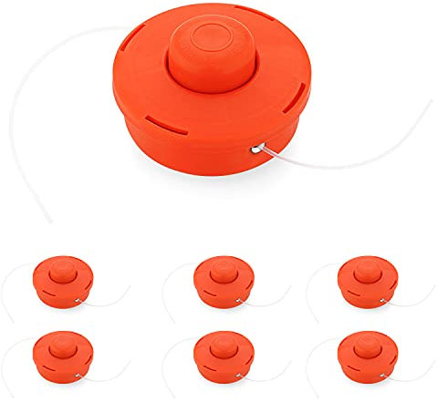 Smawis 6 Pcs Fadenspule Doppelfadenkopf Fadenkopf Rot Kunststoff Fadenspule Nylonschnurrolle Rasentrimmerzubehör für Motorsense