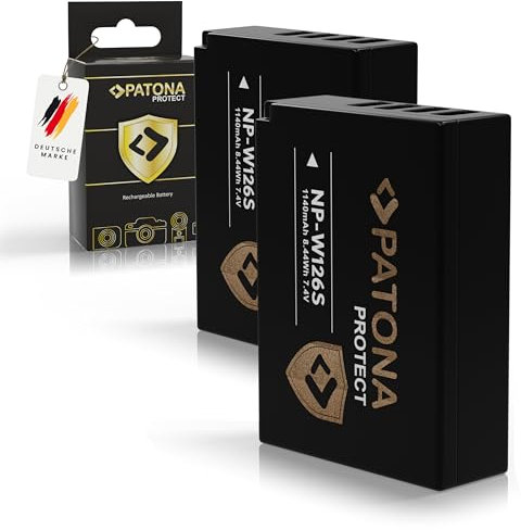 PATONA 2X Protect NP-W126s Batterie 1140mAh Compatible avec Fuji Fujifilm XM5 X100F X100V X100VI XA1 XA2 XA3 XA5 XS10 XT3 XT20 XT30 II XT5 XT50 X-M5 X M5 X-S10 X-T3 X-T50 NPW126s NP W126s NP-W126