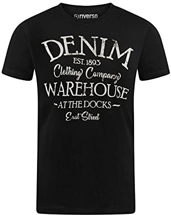 riverso Tshirt Herren Baumwolle Regular Fit RIVLeon Rundhals Kurzarm Sommer Tee Shirt Print, Größe:S, Farbe:Schwarz (QJD)