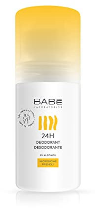 Babé-Laboratorios, 24-Stunden-Deodorant, 50 ml, 0% Alkohol, Microbiome-freundlich, weiß, verlängerte Wirkung für die ganze Familie, frische und hydratisierte Haut