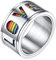 Richsteel Damen Herren Silberring mit bunten Herzen LGBT Bandring Regenbogen Fingerring mit Geschenkebox für Geburtstag Weihnachten Halloween