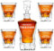 Maverton 950 ml Whiskey Karaffe + 2/4 / 6er Whiskygläser Set mit Gravur - Whisky Dekanter - luxuriöses Design - Kristallglas - für Männer zum Geburtstag - Trauzeuge