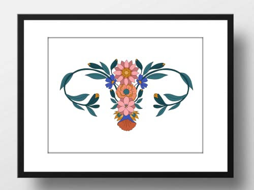 Din A4 Kunstdruck ohne Rahmen - Uterus - Gebärmutter Schwangerschaft Weiblichkeit Frau Mutter Fortpflanzung Gynäkologie Blumen Geschenk Bild Poster