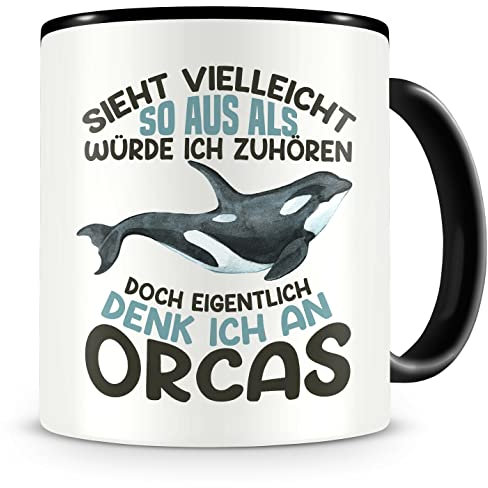 Samunshi® Orca Tasse mit Spruch Sieht vielleicht so aus Orcas Geschenk für Killerwal Fans Kaffeetasse Lustige Tassen zum Geburtstag