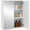 EUGAD Spiegelschrank Bad, Badezimmerschrank hängend, Badschrank mit Spiegel, Hängeschrank mit Doppeltür, Wandschrank mit verstellbaren Einlegeböden, weiß und helle Eiche 60x75x20 cm