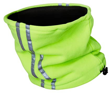GM Apparel Adults Hi-Vis Reflective Thermal Polar Fleece Snood Hi viz Neck-Warmer – Lightweight Neon Yellow Adjustable- Windproof - High visibility work neck warmer