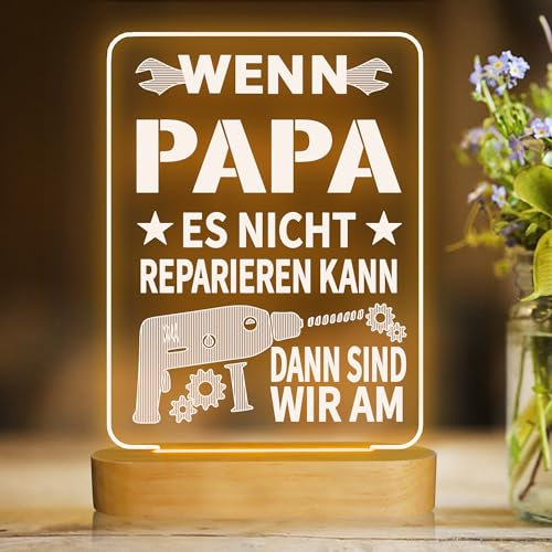 Attivolife Papa Nachtlicht, Geschenk für Papa, LED Warmweiß Geburtstag Home Decor Lampe Papa Erntedankfest Weihnachten Vatertagsgeschenk von Tochter Sohn