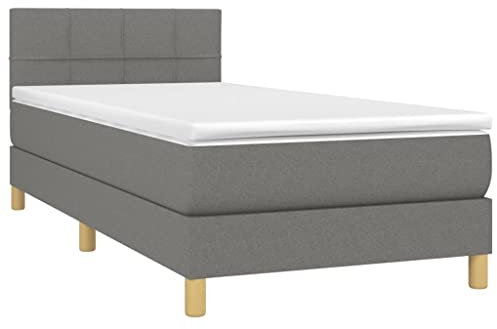 vidaXL Boxspringbett mit Matratze Bett Polsterbett Einzelbett Bettgestell Hotelbett Bettrahmen Lattenrost Schlafzimmerbett Dunkelgrau 100x200cm Stoff