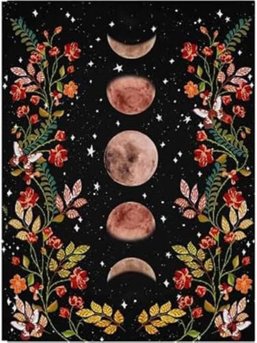 NAIMOER Mond Diamond Painting Kits für Erwachsene Kinder – Full Drill Blumen Diamond Painting Kits, DIY 5D Diamant Painting Night Diamant Art Kits Kristall Handwerk für Home Wall Decor 30 x 40 cm