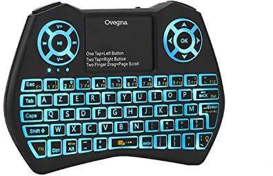 Ovegna i9 : Mini Clavier sans Fil (AZERTY), Wireless 2.4Ghz, Touchpad, Batterie Rechargeable, Rétro-éclairée RVB, pour Smart TV, PC, Mini PC, Mac, Raspberry PI 3/4, Consoles, Laptop et Android Box