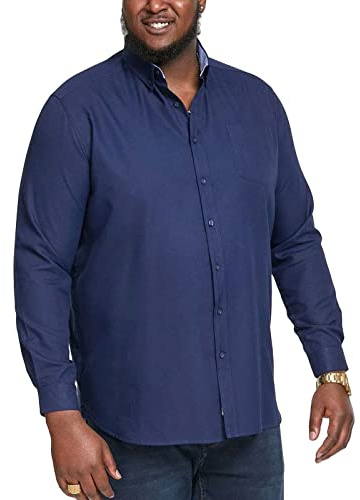 D555 Men's Plus Size Richard Basic Oxford Long Sleeve Shirt in 5 Colours 2XL to 6XL