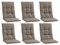 Home4You Gartenstuhlauflagen Mittellehner 6er Set - 108 x 48 cm - Braun - Baumwolle - Polyester - Sesselauflage Sitzpolster Stuhlauflage