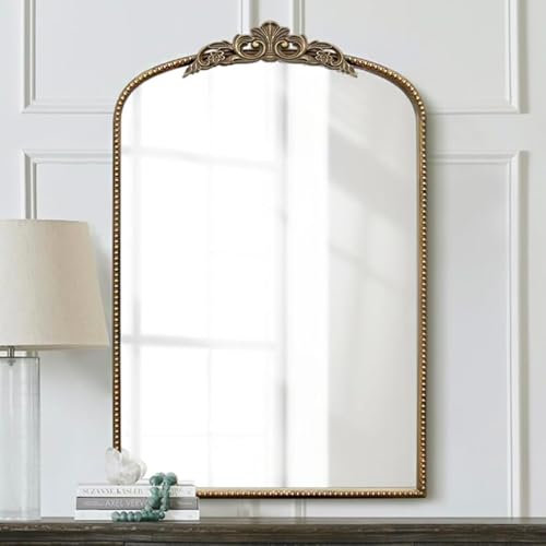 Micasso Ornate Antique Gold Mirror: 24x 36 French Baroque Arched Mirror - Traditional Vintage Mirrors for Wall/Mantel/Entryway/Bathroom/Hallway - Home Decor for Living Room
