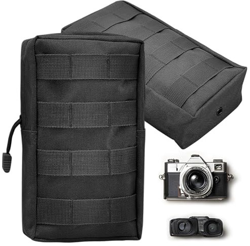 2 Pack Tactical EDC Pouches, Molle Utility Pouches Gadget Organizer, Utility Pouch Waist Bags Gadget Gear Pouch (Black)