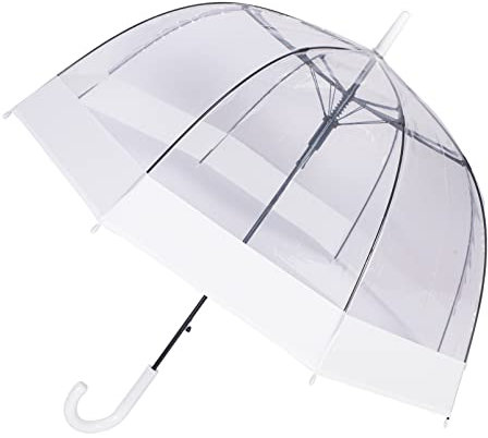 ThreeH Parapluie transparent Lightwight coupe-vent avec poignée facile à saisir pour les femmes les filles parapluie de pluie de mariage,Blanc