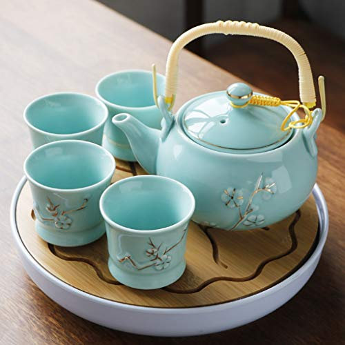 Juego de vajilla, 6 Piezas Juego de té de Kung fu de Color esmaltado de Porcelana Hecho a Mano Juego de té Zen para la Salud Tetera de Gran Capacidad Taza de té Cafetera y Tazas de café
