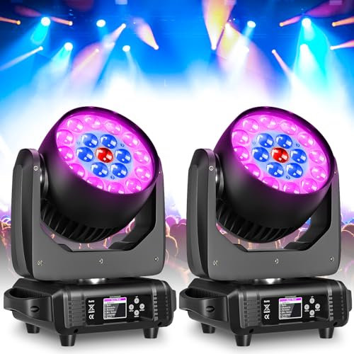 2 pezzi 19 x 15W Teste Mobili Moving Head LED Zoom Beam Wash Effetto RGBW luci palcoscenico professionale messa a fuoco DJ luci per Natale discoteca