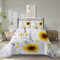 Tokokimo Sonnenblumen-Bettbezug, Doppelbettgröße, weißes Blumenmuster, Bettbezug-Set für Damen und Mädchen, 1 Bettbezug mit 2 Kissenbezügen, volle Größe