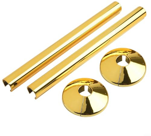 Oceanlend 2Pcs Radiator Pipe Covers, Plastic Pipe Cover Tubes With 2Pcs Pipe Collars, For Home Decor, 200Mm(Gold), 43P2SZ3TBWL6Q39GE38D3MV7U01