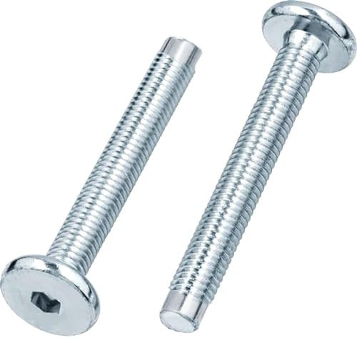 Screws City M6 (6mm x 40mm) Silver Flat Head Furniture Screw Hex Drive Socket with Metric Thread Fully Threaded with Dogpoint Furniture Bolts for Furniture Cots Beds Crib and Chairs (Pack of 12)