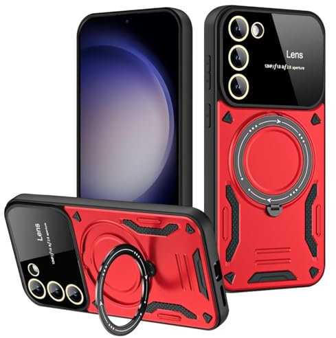 FMPCUON Coque pour Tecno Spark 10 Pro, Coque Tecno Spark 10 Pro Résistant aux Rayures, Antichoc Étui de Militaire Protection, Invisible Support Renforcée Magnétique Coque pour, Rouge