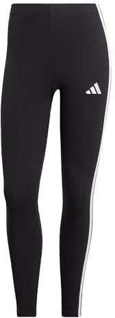 adidas Donna Essentials 3-Stripes Cotton Leggings, Black/White, XL