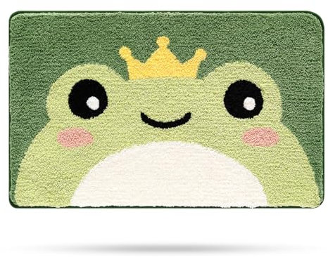 Molesun Niedliche Frosch-Badematte, extra weicher, saugfähiger Badvorleger, Rutschfester, komfortabler Badvorleger, Teppich für Badewanne, Dusche, Badezimmer, maschinenwaschbar, 40x60cm, Froschkönig
