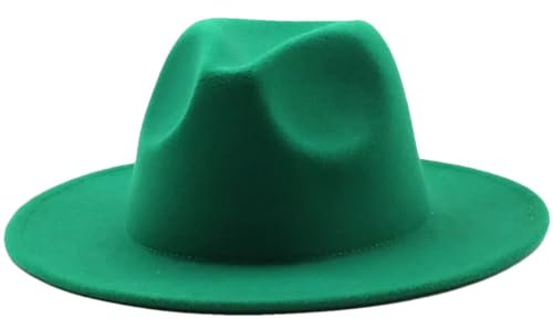 Damenhut aus Filz, große Krempe, Vintage-Kirchenhut, Panama-Jazz-Kappe, Fedoras 04, Gras, EN8, 59 bis 61 cm, 04 1221, 58