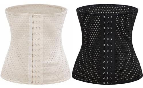 DOEOMK 2 Stück Korsett Damen, Waist Trainer, Bauchweggürtel Korsage Corsage Dauchweg Mieder - Optimiert Lendenbereich für Schlankere Taille, Hüften und Bauch