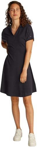 Tommy Hilfiger Damen Polokleid Lyocell Fit & Flare, Schwarz (Black), XXS